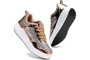 Women's Glitter Platform Wedge Athletic Tennis Walking Shoes Sparkly Sequin Lightweight Non...