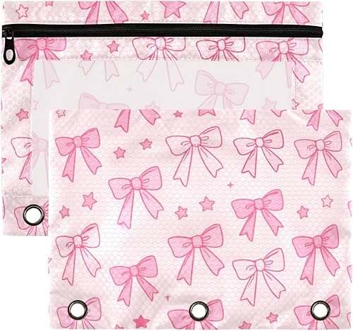 Miniatura 9 de Kcldeci Estuche para lápices para carpeta de 3 anillas, lindo y feliz juego de corgi galés de dibujos animados, paquete de 2 bolsas para lápices