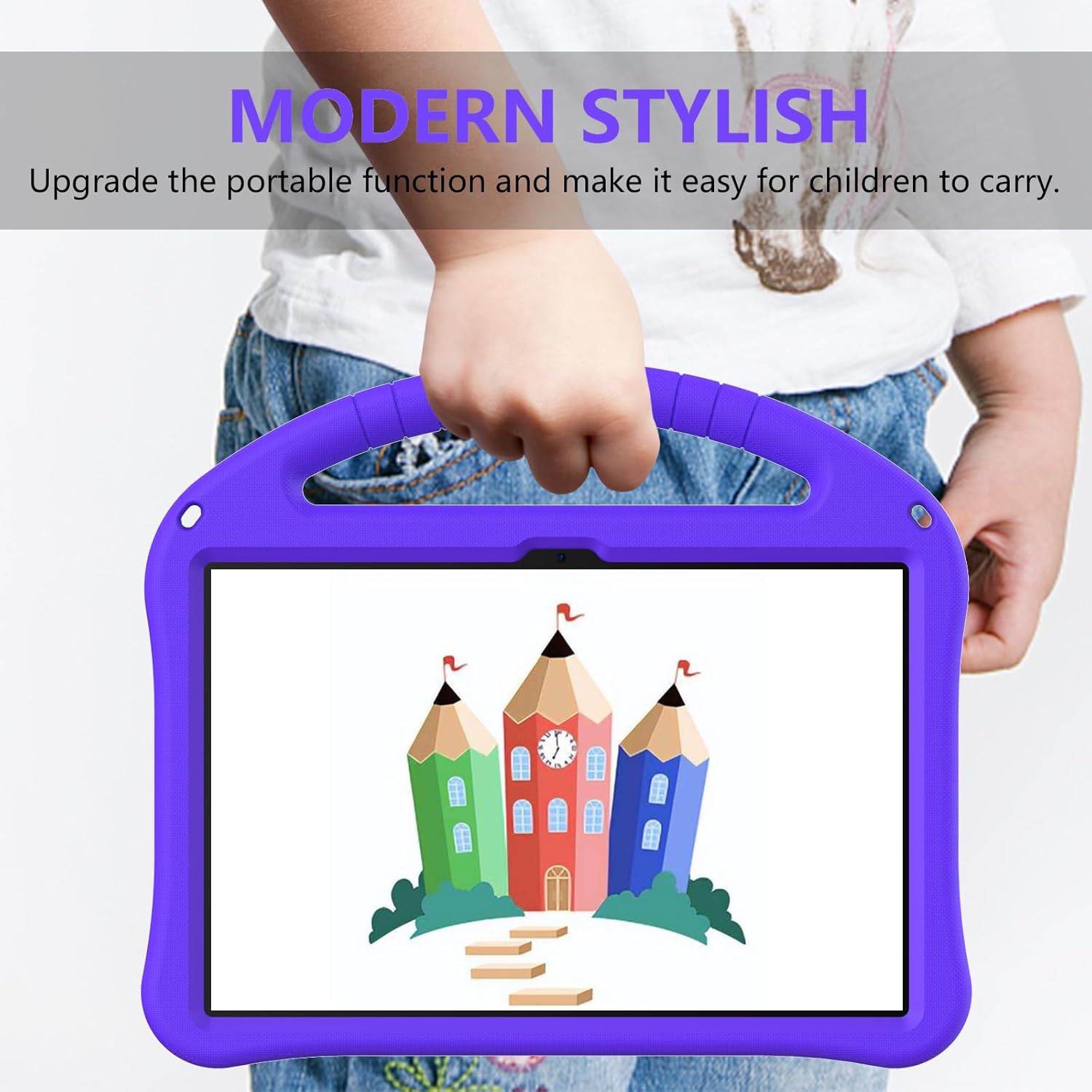 YRH for Tmobile Revvl Tab 2 Case (2025), Kids EVA Shockproof Cover with Shoulder Strap for T-Mobile Revvl Tab 2 Tablet (Purple)