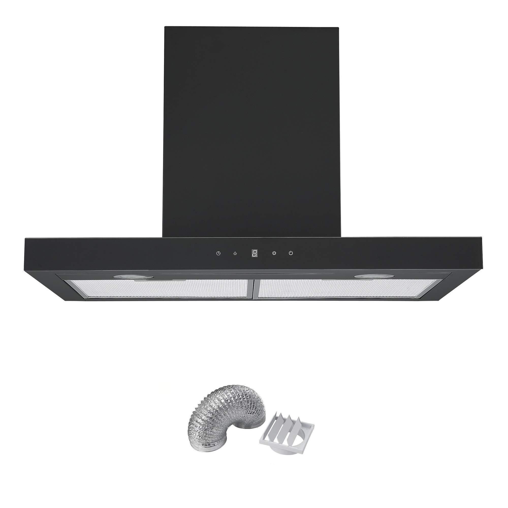 Cookology Designer Box Cooker Hood, Touch Control T Shaped Kitchen Extractor Fan & Carbon Filters (70cm, Stainless Steel)