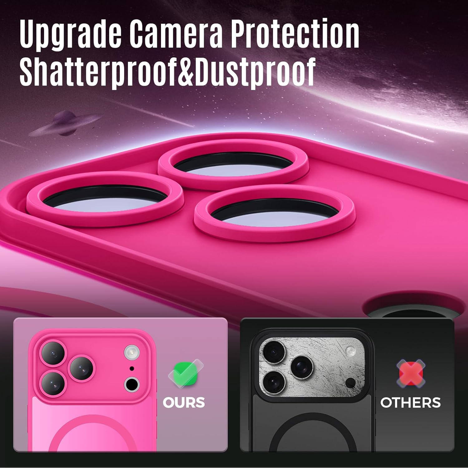 Designed for iPhone 17 Pro Max Case, Compatible with MagSafe, [Camera Protection] [15FT Military Drop Protection] Shockproof Translucent Matte Anti-Slip Phone Case, 6.9", Hot Pink