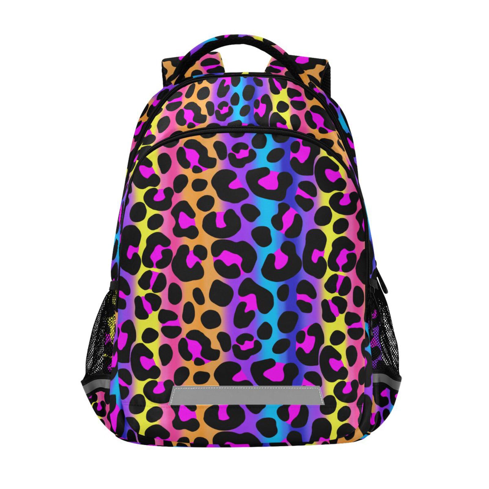 Leopard Print Cheetah Neon Gradient Backpack for Students Boys Girls School Bag Travel Daypack Rucksack