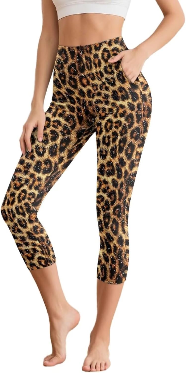 Tummy Control Capri Leggings for Women with Pockets High Waisted Butt Lifting Yoga Pants for Workout Size XS-3XL