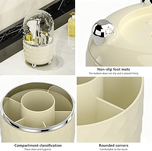 Miniatura 5 de DASITON Organizador de brochas de maquillaje, organizador y almacenamiento de maquillaje giratorio de 360, organizador de cosméticos giratorio,