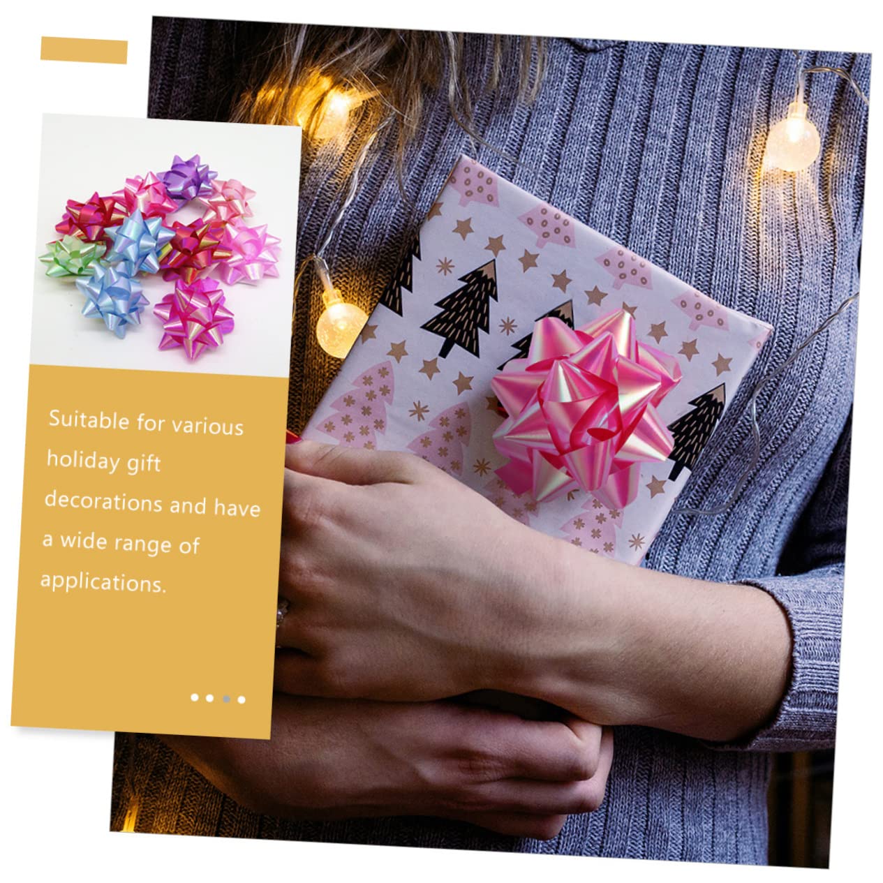SOLUSTRE 150pezzi Fiocchi Decorativi Nastro Per Regali Con Design Fiori Per Decorazioni Festive e Incarti Facili Da Utilizzare e Realizzati Sicuro