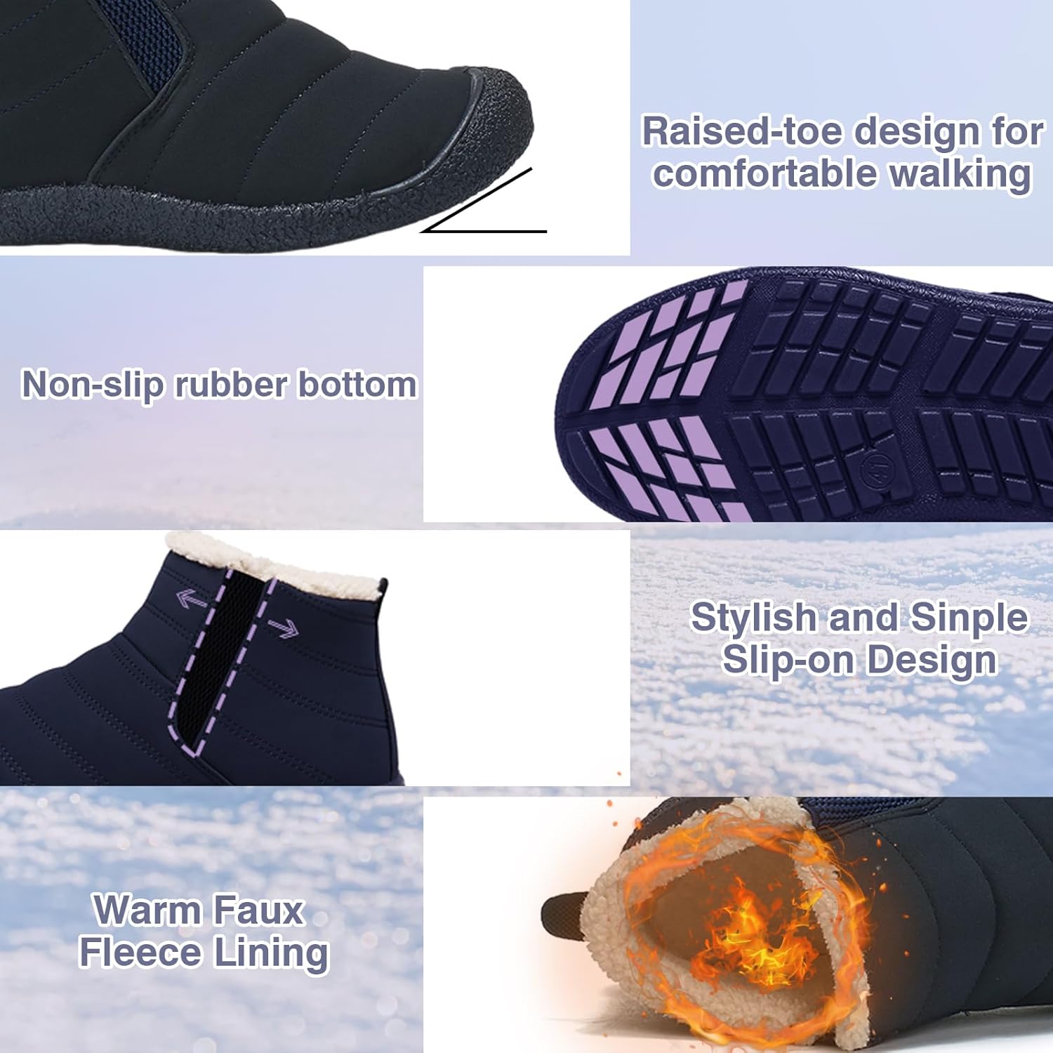 ZEENXIUYA Womens Snow Boots Comfortable Warm Fur Lined Winter Waterproof Flat Lace-Up Ankle Boots Outdoor Winter Booties