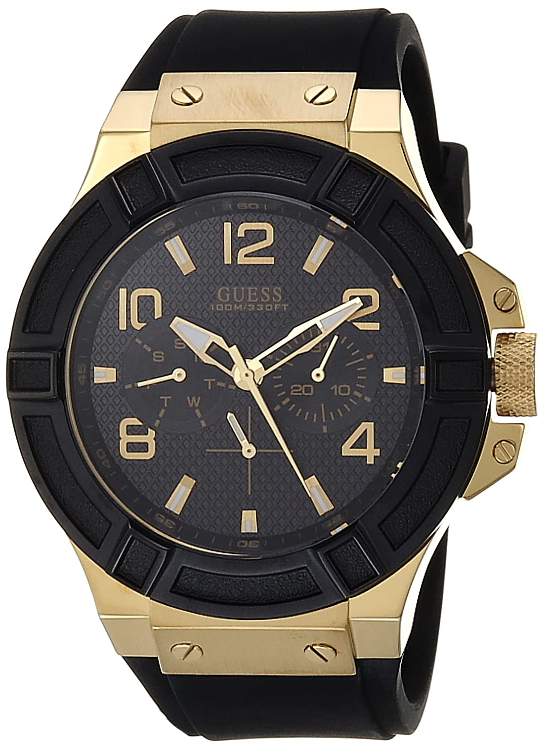 Guessmens Rigor Iconic Blue Stain Resistant Silicone Watch With