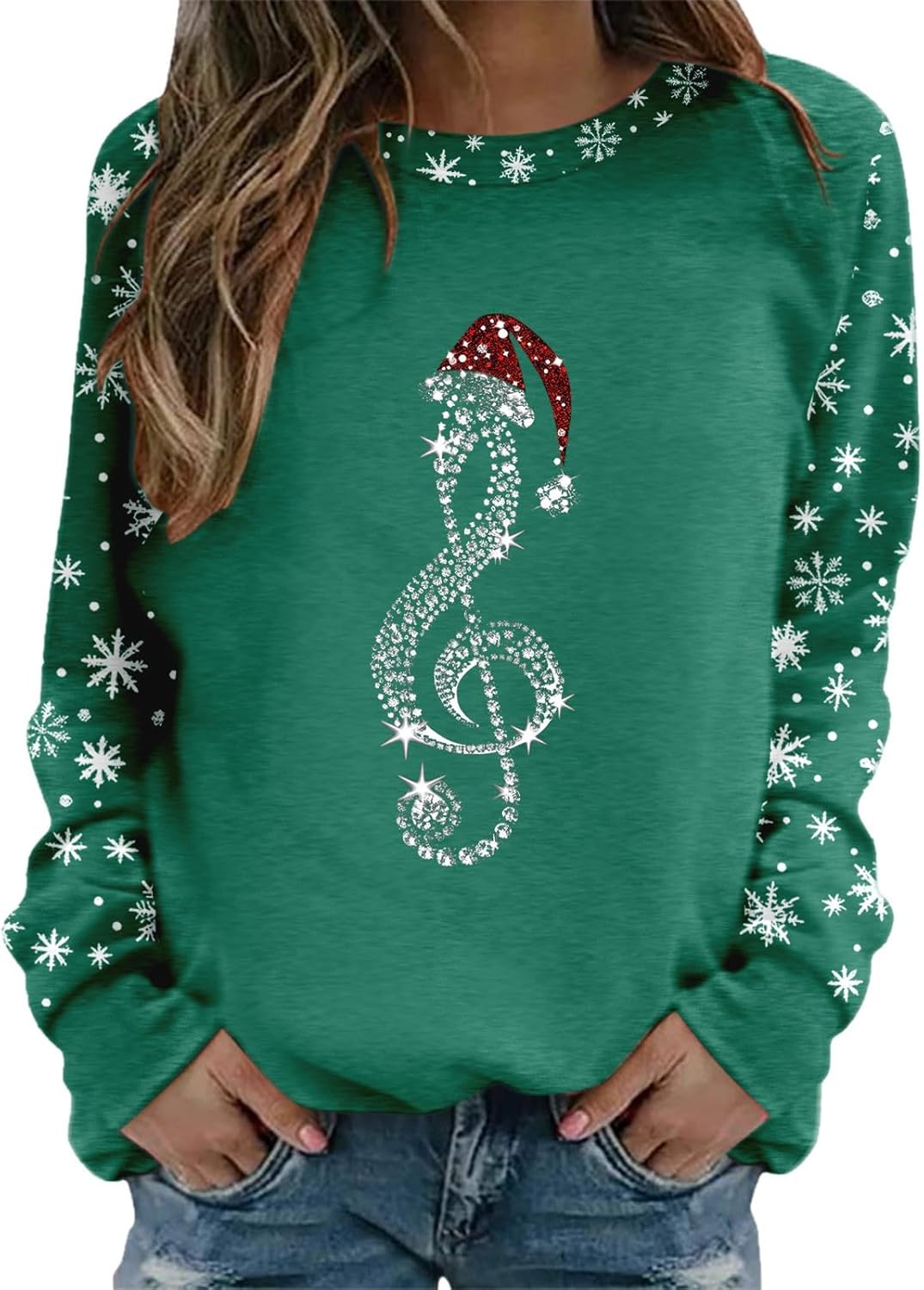 Women Funny Xmas Graphic Sweatshirt Xmas Lightweight Sweatshirt Merry Christmas Round Neck Sequin Letters Sweater