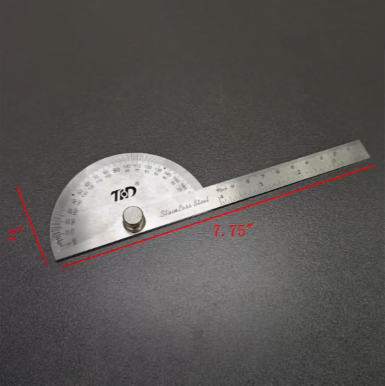 FixtureDisplays® Stainless Steel Protractor 0-180 Degrees Adjustable General Measuring Tool, Round Head Measuring Ruler 16056-NPF-SL