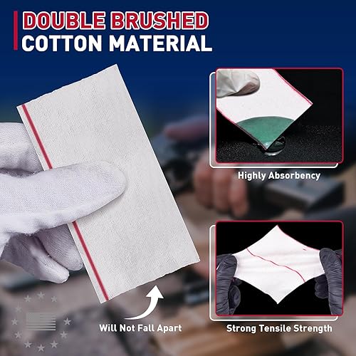 Miniatura 3 de Ironraw Parches de limpieza de armas, paño de microfibra, tela de algodón puro fuerte, 4200 parches absorbentes, cortados a medida, pistola de polvo