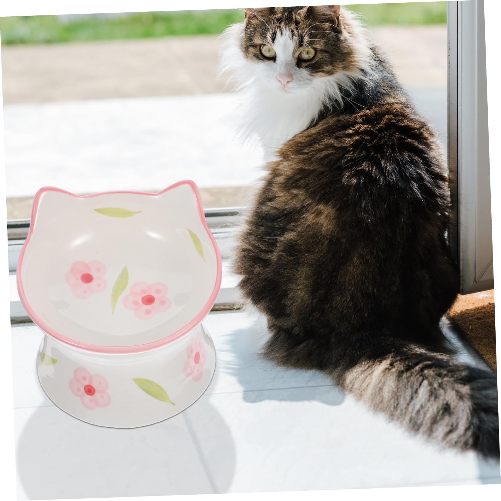 INOOMP 2 Stück Erhöhte Katzennäpfe aus Keramik rutschfeste Futterschalen für Katzen Spülmaschinenfeste Wassernäpfe für Haustierfütterung