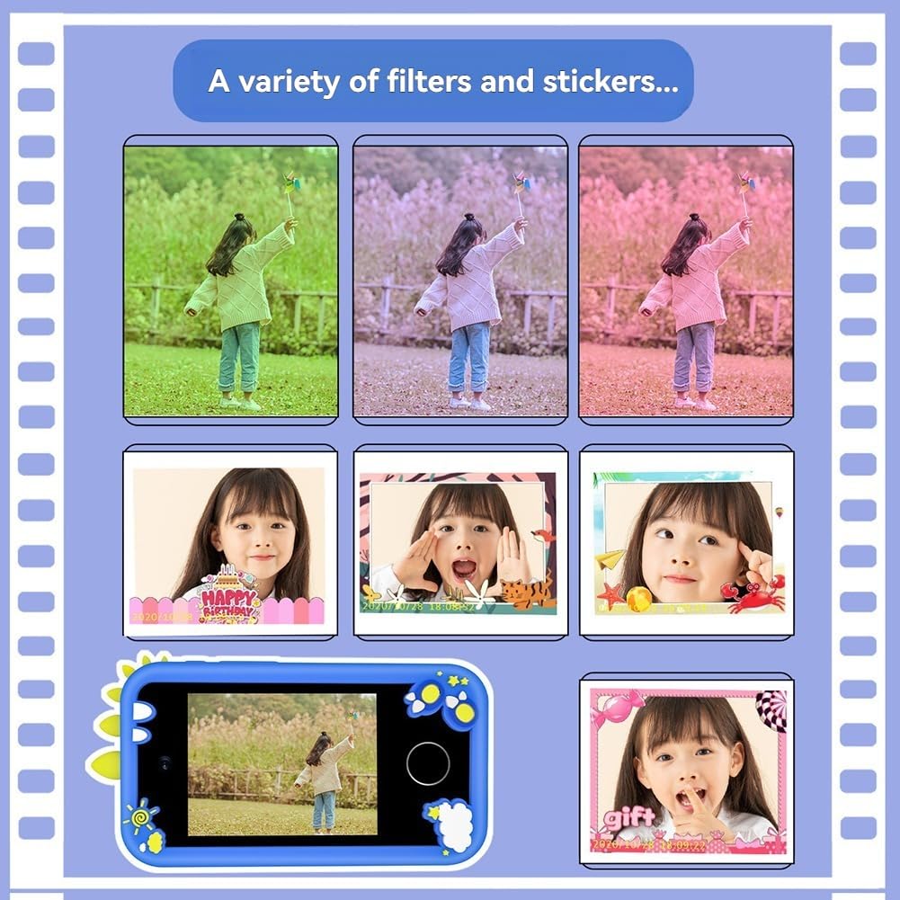 Smartphone Educativo per Bambini con Touchscreen e Lettore Musicale MP3, Doppia Fotocamera per Selfie, Inclusa Scheda da 32GB, Imparare Giocando.
