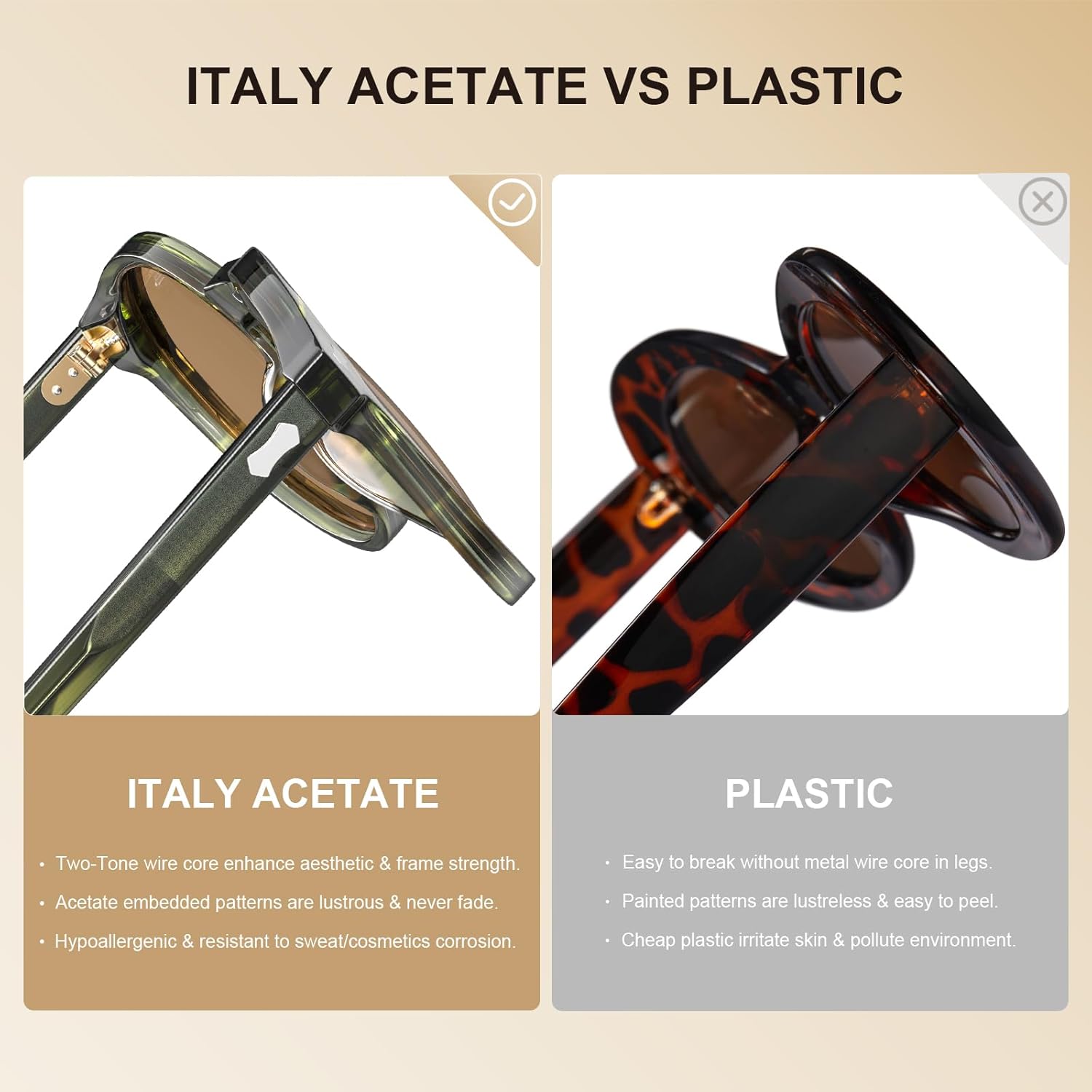 CARFIA Acetate Polarized Sunglasses for Men Retro Classic Round Shades - Image 8