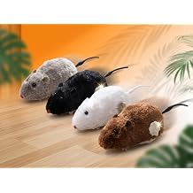 4 Pcs Wind Up Cat Toy Mouse - Self-Moving Furry Mice with Realistic Tails, Interactive Chase Toys for Indoor Cats & Kittens, Exercise Mice for Boredom Busting