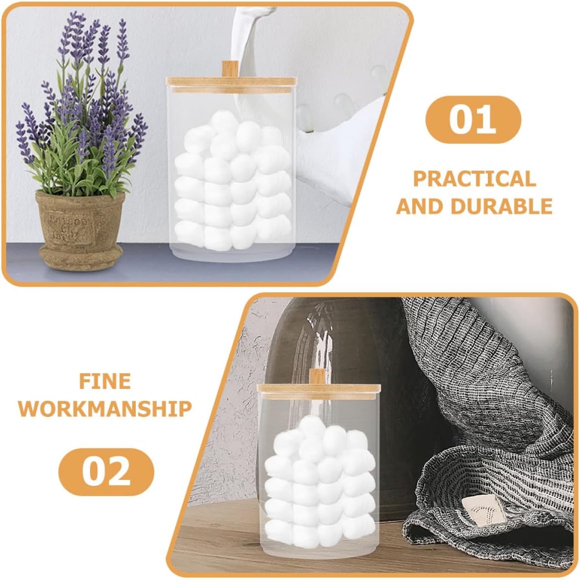 Holibanna Lid Cotton Swab Organizer Large round Acrylic Dustproof Storage Box for Bathroom with Toothpick Holder Dispenser Unique Desktop Canister for Home Use image 5