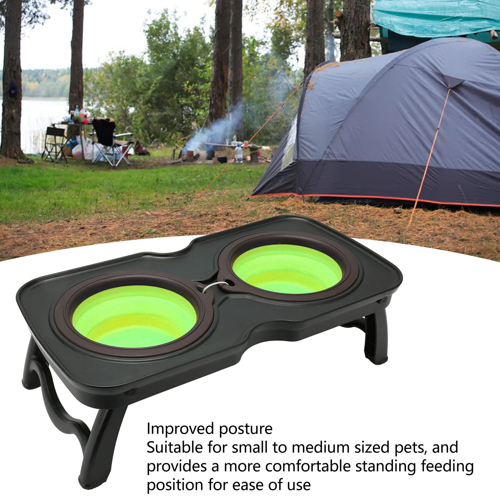 Gamelle pliante pour chien - Portable - Double pliable - Convient pour une utilisation à la maison ou en sortie, en randonnée, en camping, en voyage avec des animaux de compagnie, etc - Taille S