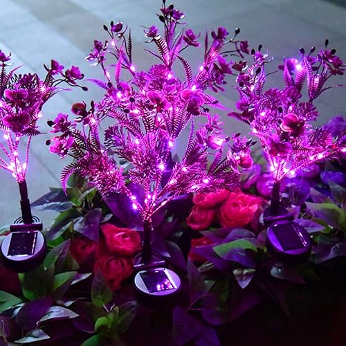 Miniatura 7 de Aolyty Luces solares decorativas para jardín al aire libre, paquete de 2 luces solares Phalaenopsis de flores, impermeables, IP65, luces solares en