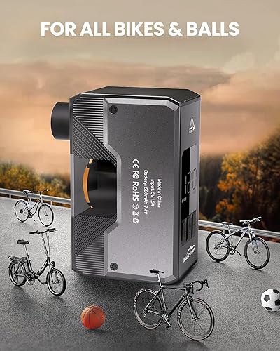 Miniatura 8 de Magicshine AIRRO Mini bomba de bicicleta, bomba eléctrica de bicicleta máxima de 120 PSI, parada automática, con manómetro digital con válvula