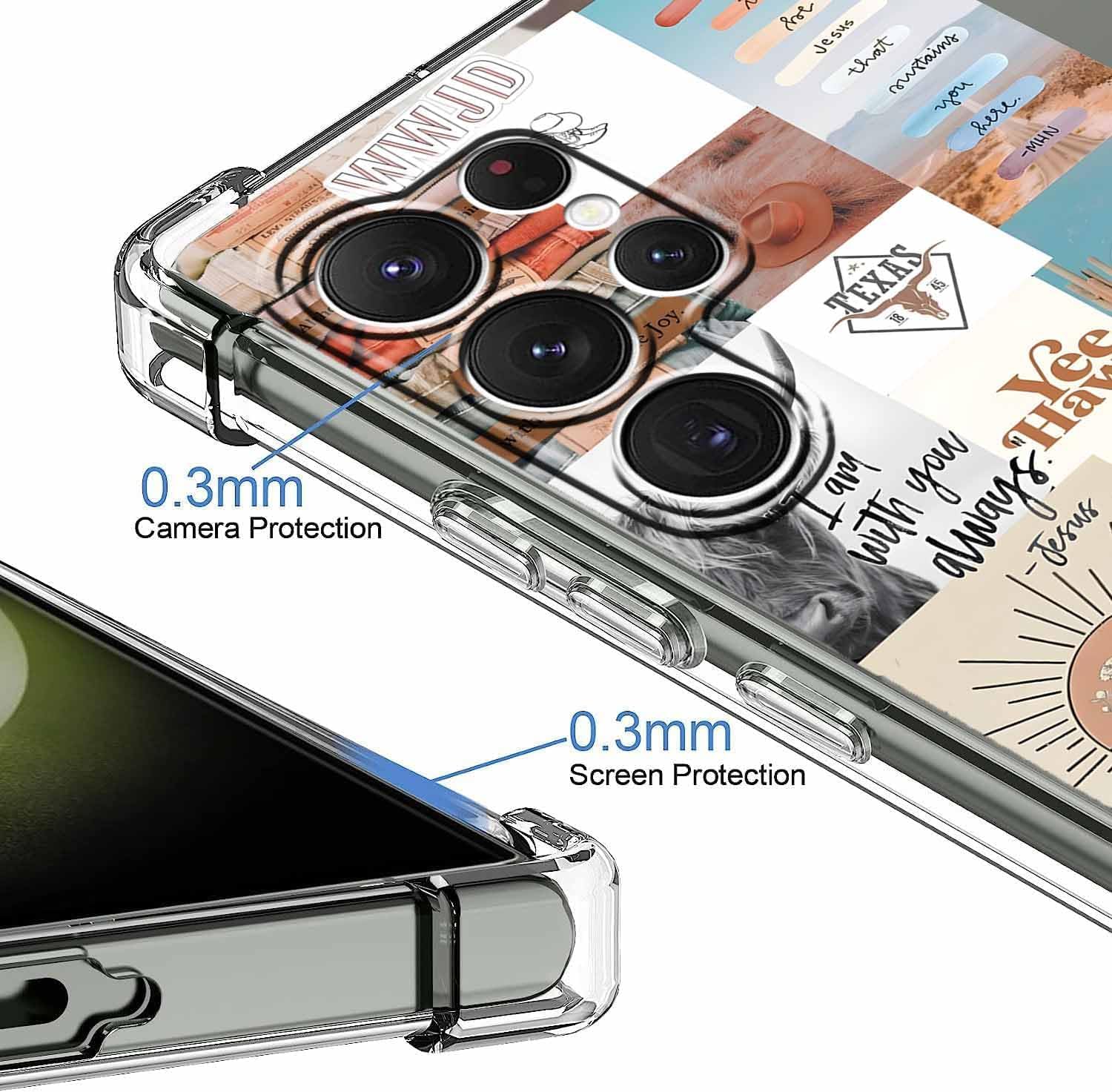 Jesus and Cowboy Case for Samsung Galaxy S25 Ultra,Christian Quotes and Western Collage,Trendy TPU Bumper Case for Galaxy S25 Ultra - Image 4