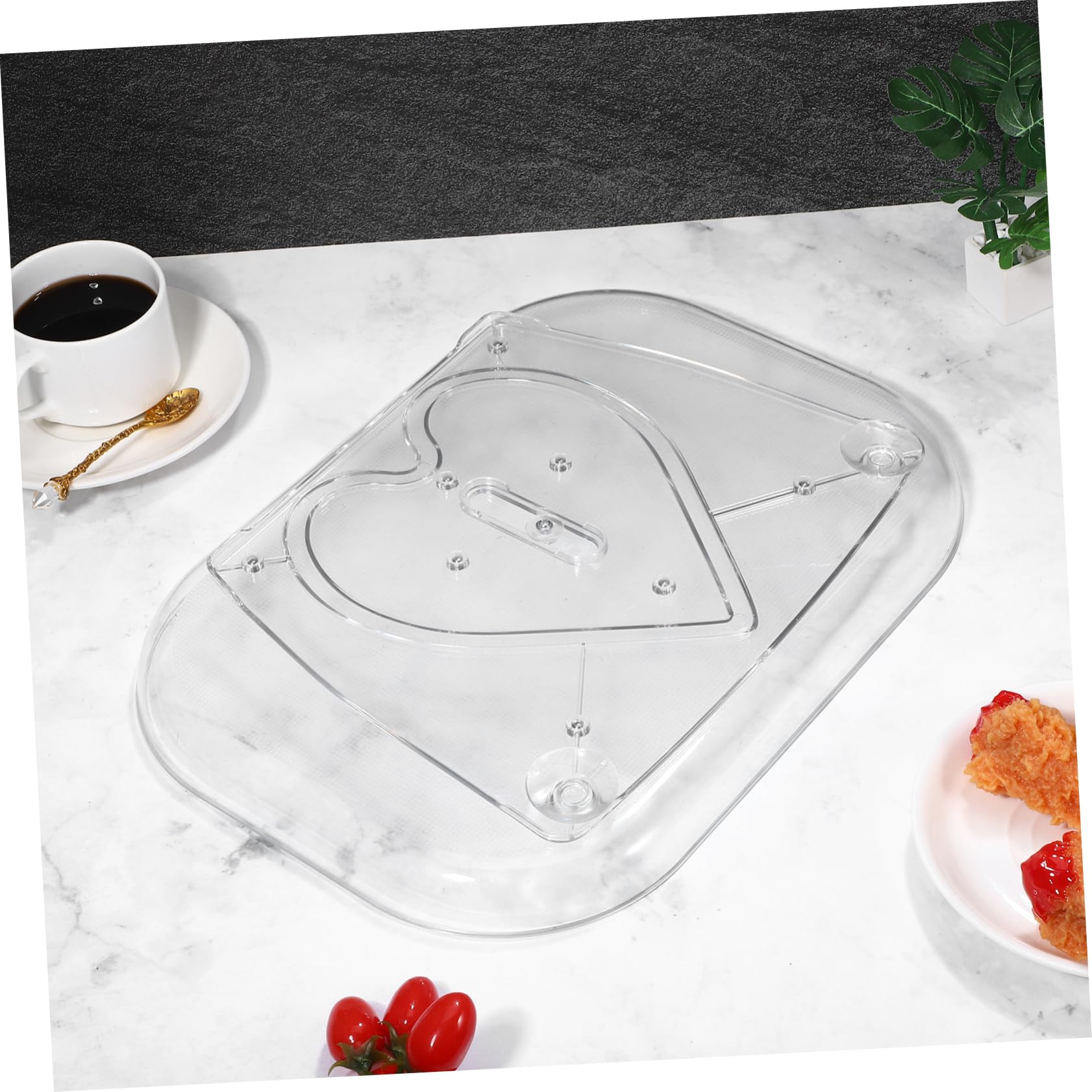 Anneome Bandeja Giratoria De Especias Transparente Organizador De Cocina Resistente y Espacioso Para Refrigerador y Encimera Accesorio Práctico De Almacenamiento