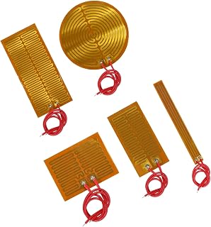 5PCS 5 Kinds Film Heater Plate Adhesive Pad,PI Heating Elements Film with Cord(12V 12W+12V 7W+5V 1W+24V 30W+12V 13W)