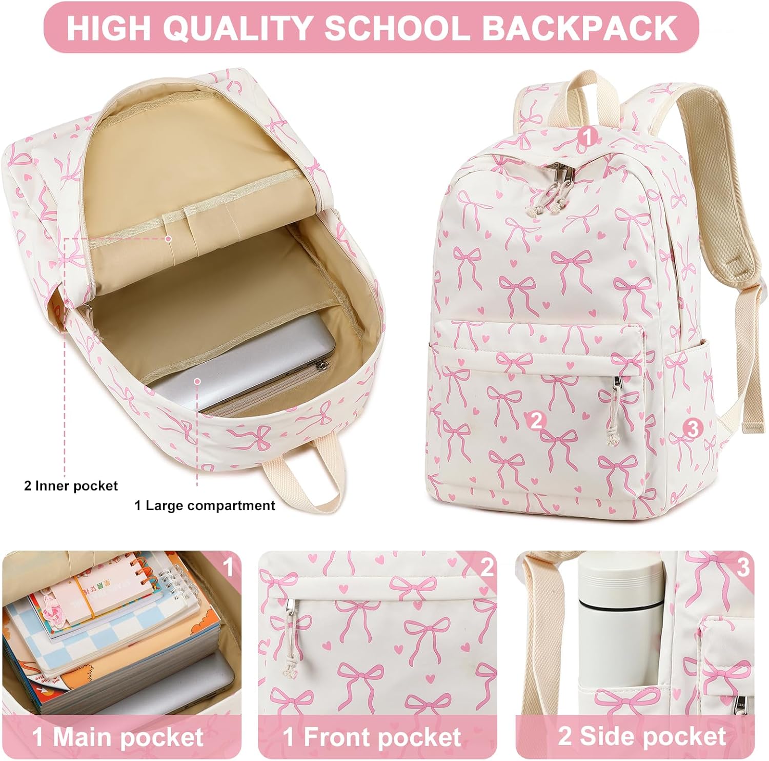 LOIDOU Backpack for Teen Girls Middle-School Primary Elementary Bookbags 17inch Kids Backpack Women laptop Backpack Lightweight Casual Daypack - Image 5