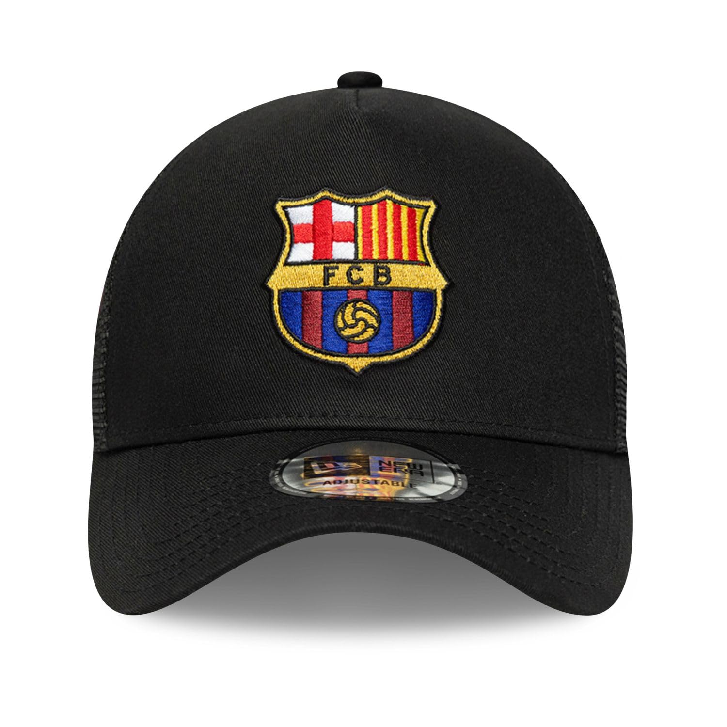FC Barcelona Football Club, Merchandising ufficiale 2026, berretto da baseball con logo Core Patch A-Frame Trucker, regolabile, nero