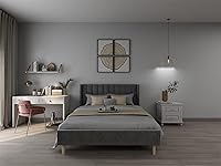 Vista 38 de Cama de plataforma tapizada de perfil bajo, camas individuales con gris oscuro (terciopelo)