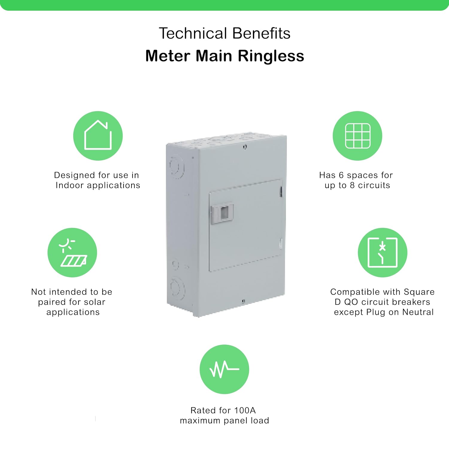 Square D - QO612L100DS QO 100-Amp 6-Space 12-Circuit Indoor Main Lugs Load Center with Surface Mount Cover, Gray