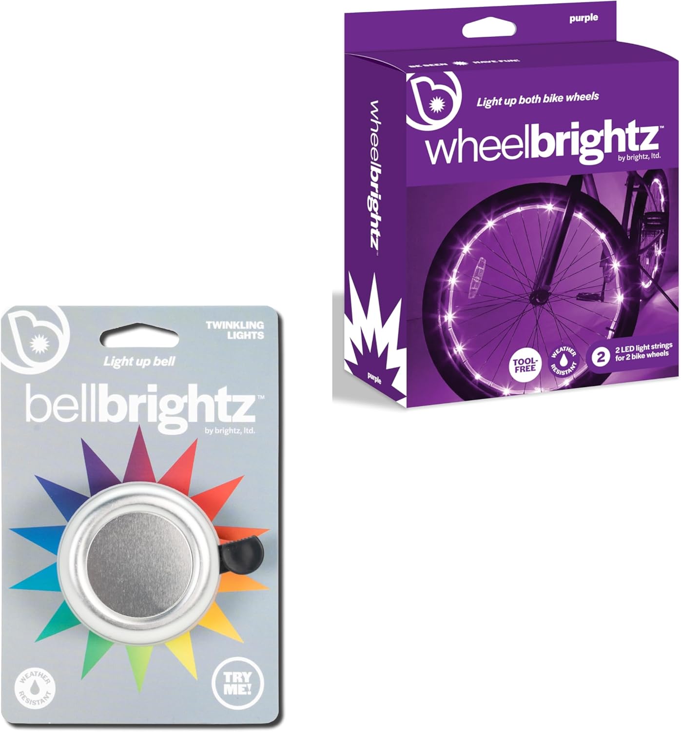 Brightz BellBrightz LED Light Up Bike Bell & WheelBrightz LED Bike Wheel Lights Bundle - Fun, Colorful, and Safe Bicycle Accessories for Kids and Adults - Easy to Install, Durable, & Weather-Resistant