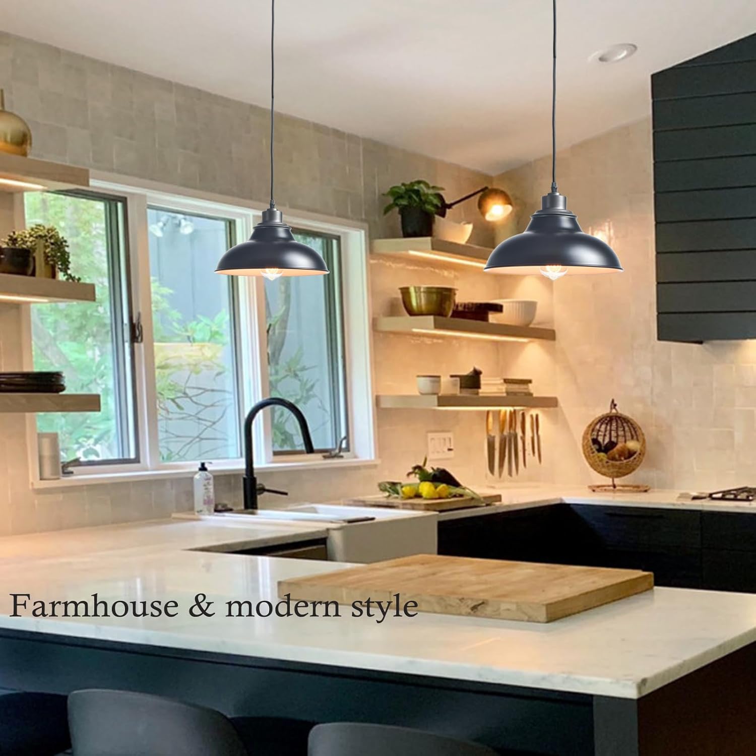 Black Pendant Lights Kitchen Island Farmhouse Pendant Lights Modern Hanging Pendant Light for Dinning Room Living Room Bedroom Bar