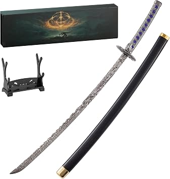Eldens Rings Starlight Shadowblade Sword Weapon Replica 10.2-Inch Metal Craft Samurai Moonveil Kanata with Display Stand Martial Arts Swords Action Figure Collectible Toy Desk Decor Party Supply Gift