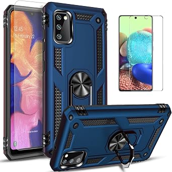 STARSHOP Compatible with Samsung Galaxy S20 Plus Case, [NOT S20 / S20 Ultra] with [Tempered Glass Protector Included] Metal Ring Kickstand Military Grade Shockproof Drop Protection Cover -Blue