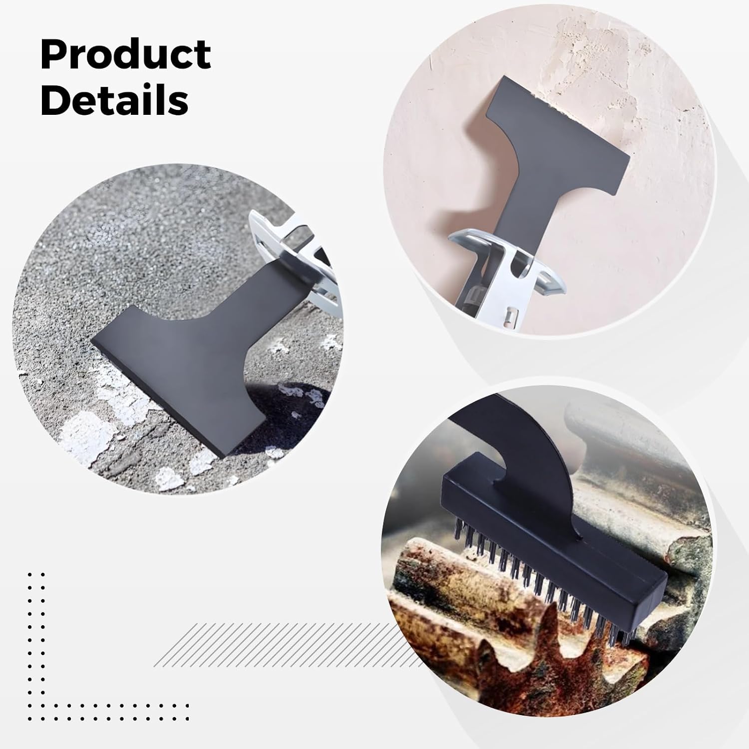 5 Pcs Heavy Duty Spatula & Brush Set for Rust Removal, Metal Scrapers & Stainless Steel Brushes for Concrete, Wall & Metal Cleaning