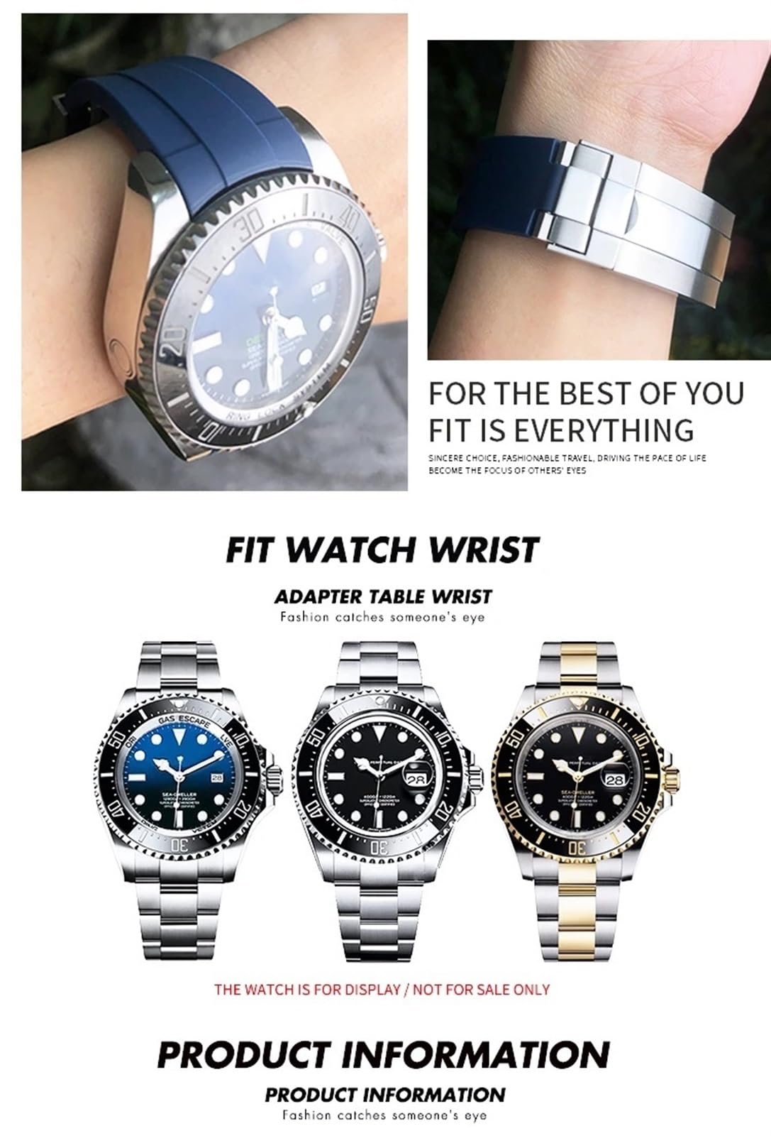 Cinturino di ricambio in gomma siliconica da 21 mm per Rolex DEEPSEA Sea-Dweller 126660 blu nero cinturino sportivo subacqueo strumenti gratuiti