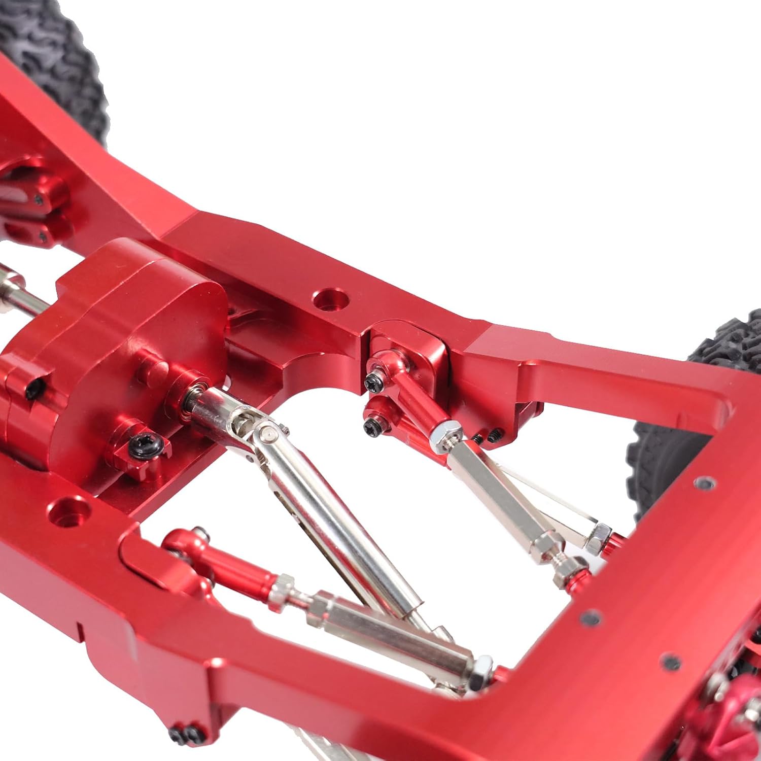 Keeda Rear Axle Leaf Spring Upgrade Four-Link Bracket Kit for 1/12 MN82 MN82S MN82PRO MN82T RC Cars, Upgrade Kit for 1/12 MN82 LC79 RC Cars (Red)