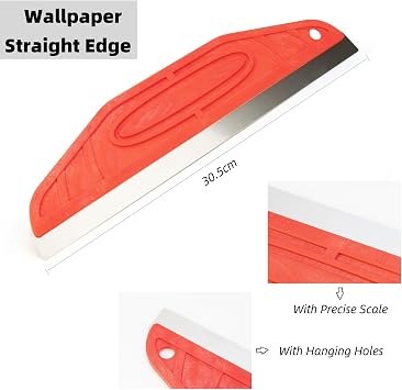 Complete Wallpaper Tool Kit - All-in-One Bundle with 30cm Measuring Ruler, 27cm Wallpaper Brush, Squeegee, Seam Roller & Safety Gloves for Professional Installation | DIY Home Decor Tools