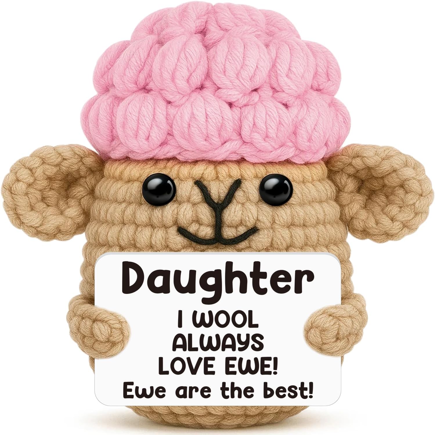 Funny Crochet Sheep Daughter Gifts,Daughter Christmas Birthday Gifts from Mom Dad,Handmade I Wool Always Love Ewe the Best Easter Graduation Stocking Stuffers for Kids Adult Bonus Step Daughter in Law