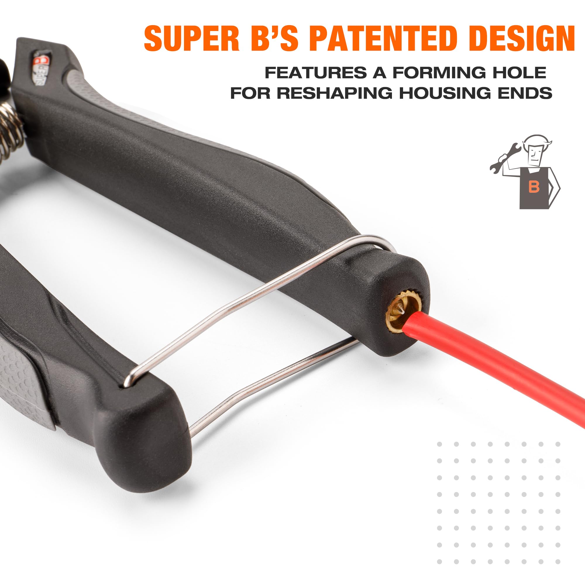 Super B Robuste Kabelschneider, präzises Draht- und Kabelschneiden mit Crimpen, Gehäuseendformung und Schnellverbindungswerkzeug für Fahrräder, ergonomischer Griff, federbelastetes Design (TB-WC31)