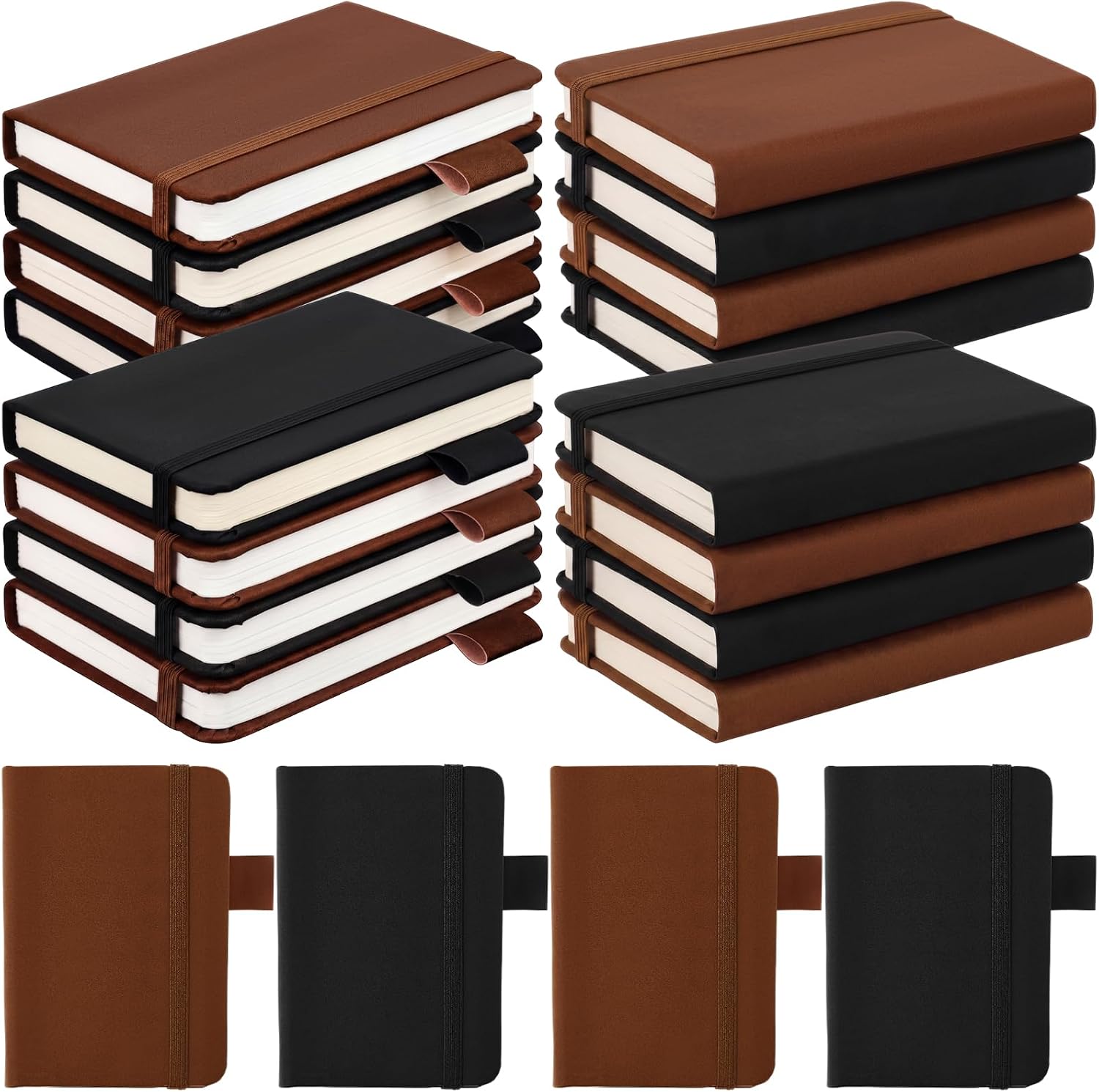 Ceenna 16 Packs Pocket Small Notebook Journals with Pen Holder Mini Notebook Bulk 192 Pages/96 Sheets Hardcover with Thick Lined Paper 3" x 4.4" A7 Small Notepad Business Color for Office Journey