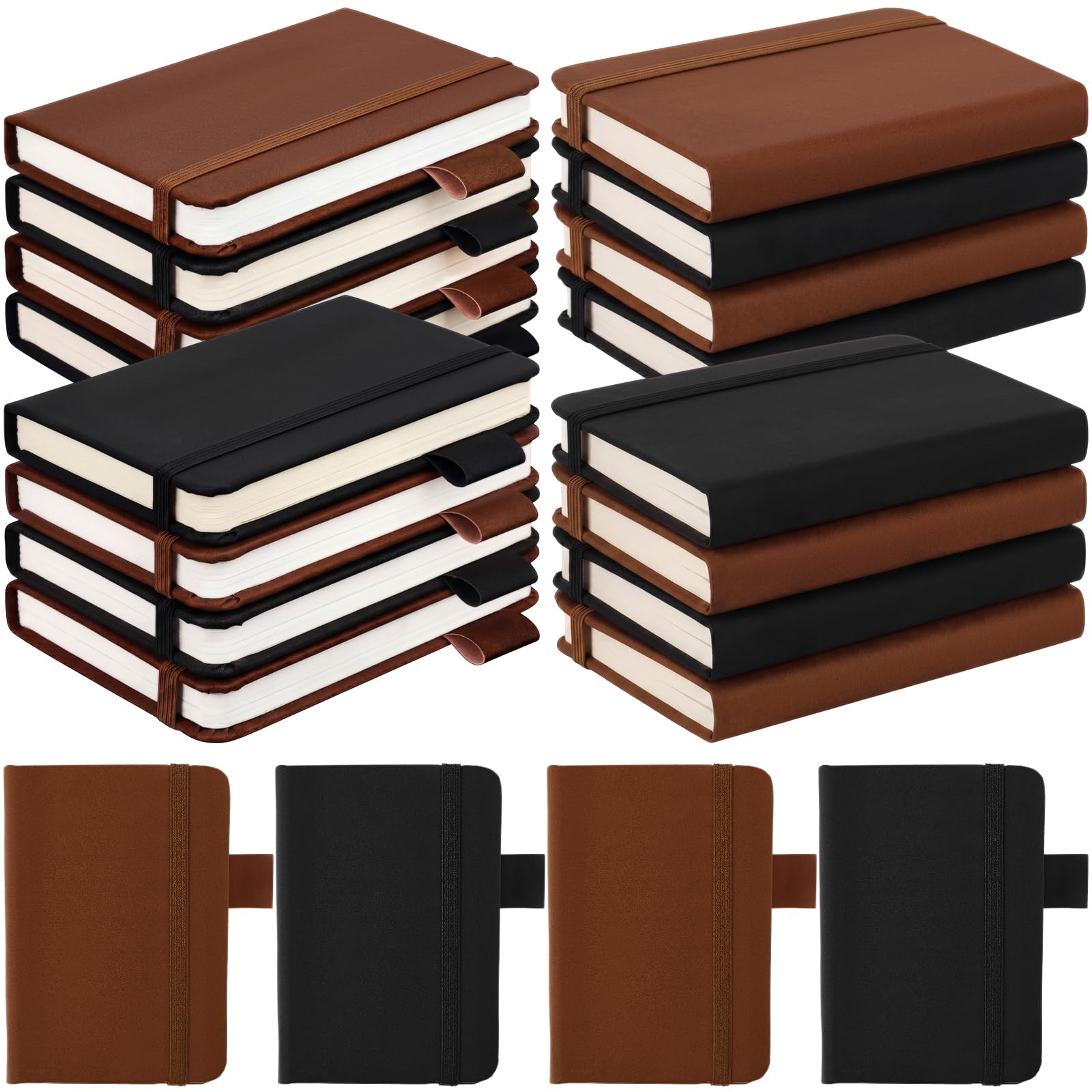 Ceenna Lot de 16 petits carnets de poche avec porte-stylo - 192 pages/96 feuilles - Couverture rigide avec papier ligné épais - 7,6 x 11,2 cm - Format A7 - Couleur professionnelle - Pour voyage de