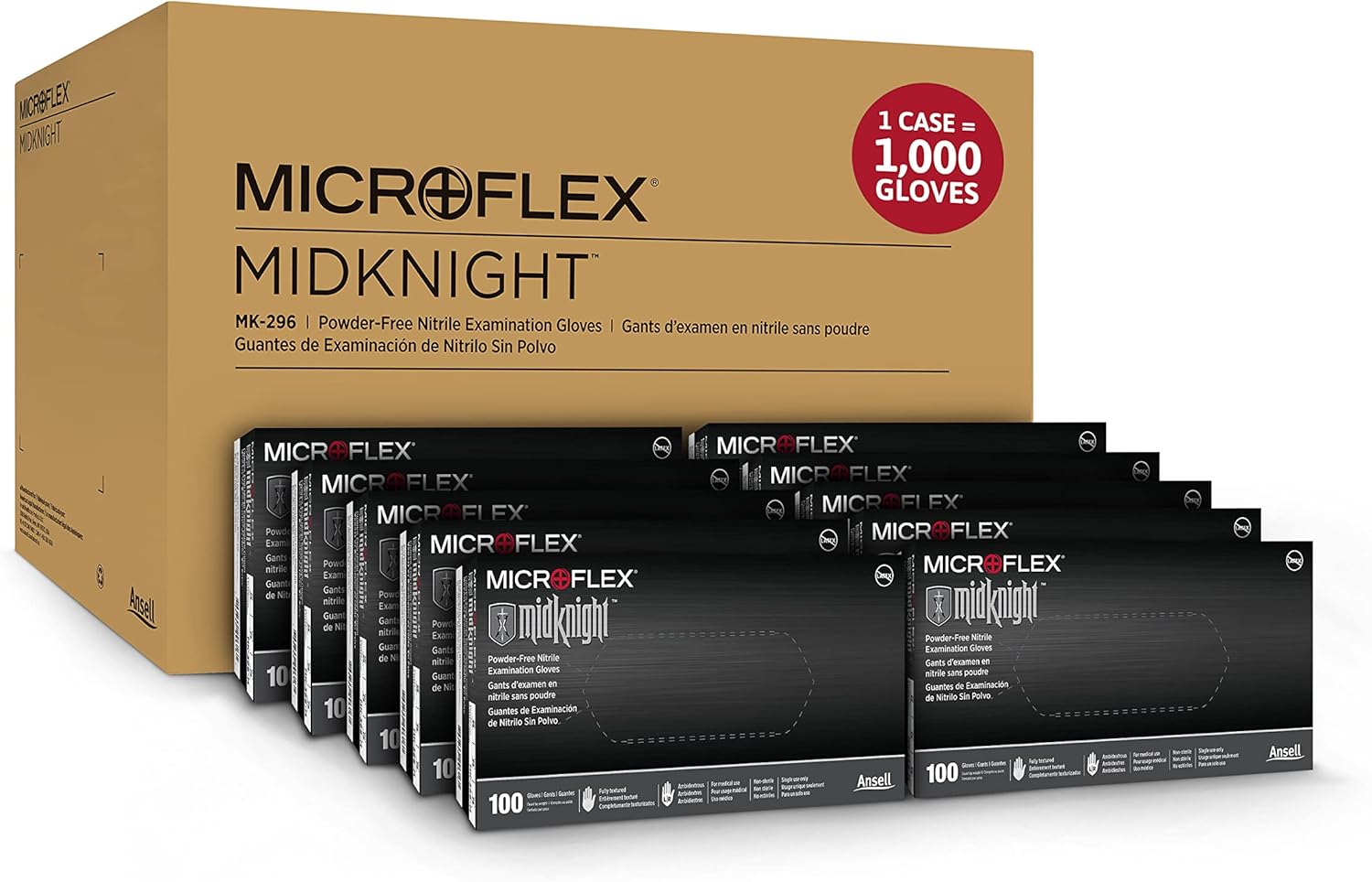 Microflex MidKnight MK-296 Disposable Nitrile Gloves for Automotive, Law Enforcement w/Full Texture - Black: Tools & Home Improvement