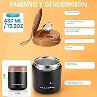 Vista 3 de Tarro térmico de alimentos para niños de 15.2 onzas, contenedor de alimentos aislado de boca ancha a prueba de fugas con cuchara y asa, lonchera