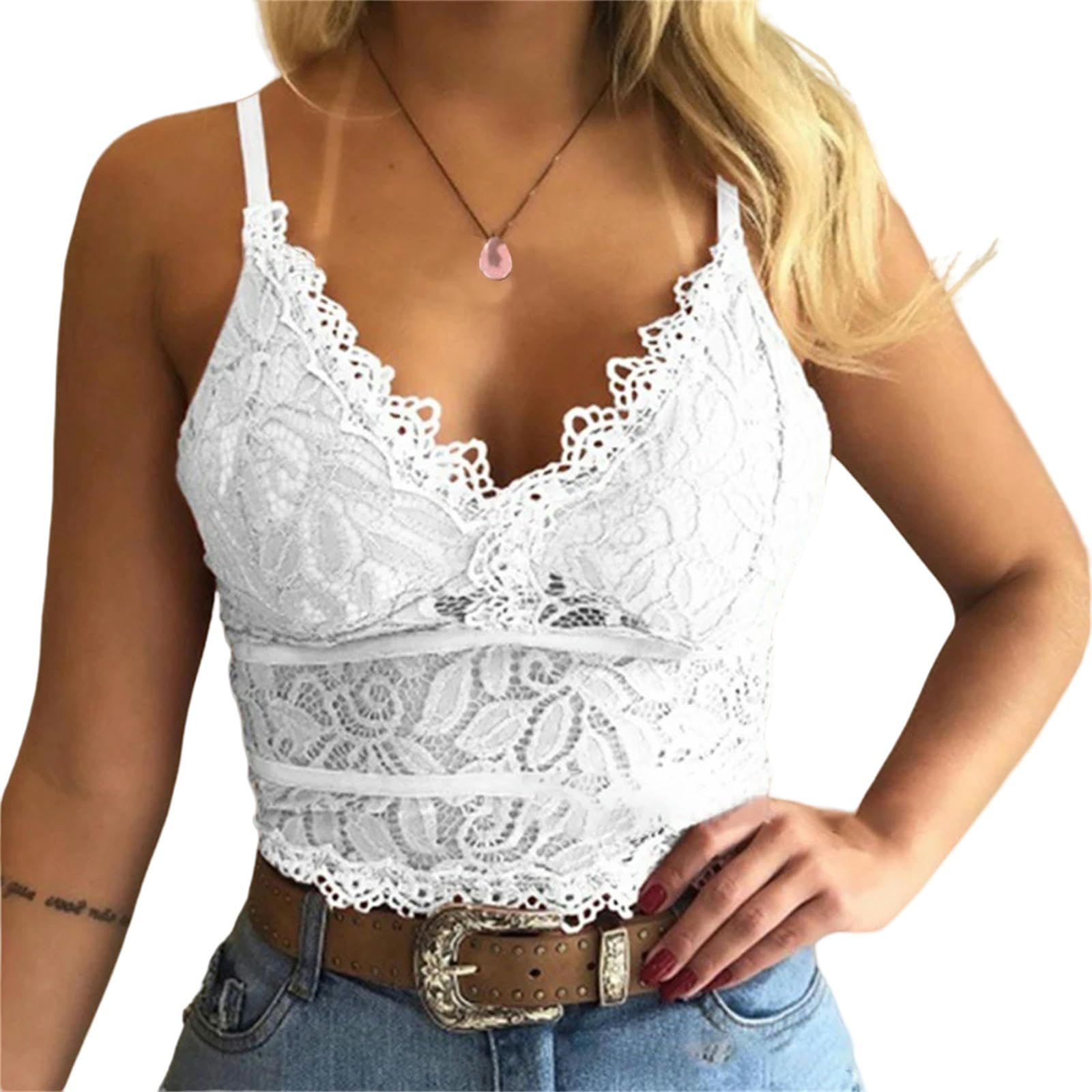 Canottiera Donna Cotone Canottiere in Pizzo Camisole Donne da Donna Basiclette di Bralette Biancheria Intimo di Reggissione