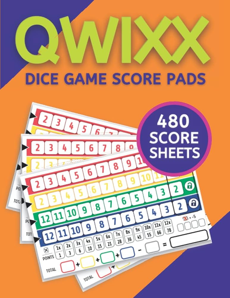 Qwixx Score Pads: 480 Large Score Sheet for Qwixx Dice Board Game | Qwixx Score Sheets | Qwixx Score Cards for Scorekeeping | Size 8.5