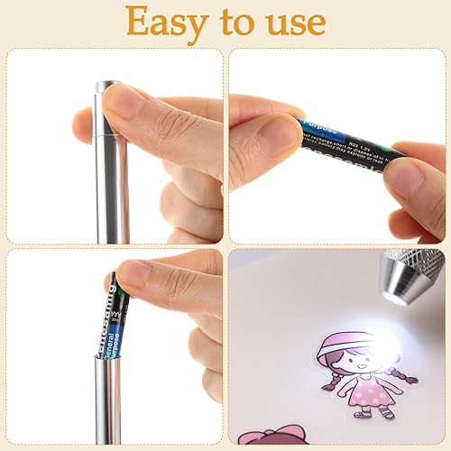 Miniatura 5 de Juego de 6 herramientas de deshierbe LED para vinilo, 3 bolígrafos LED con 5 pines y gancho, con pinzas de gancho de deshierbe ligero, para