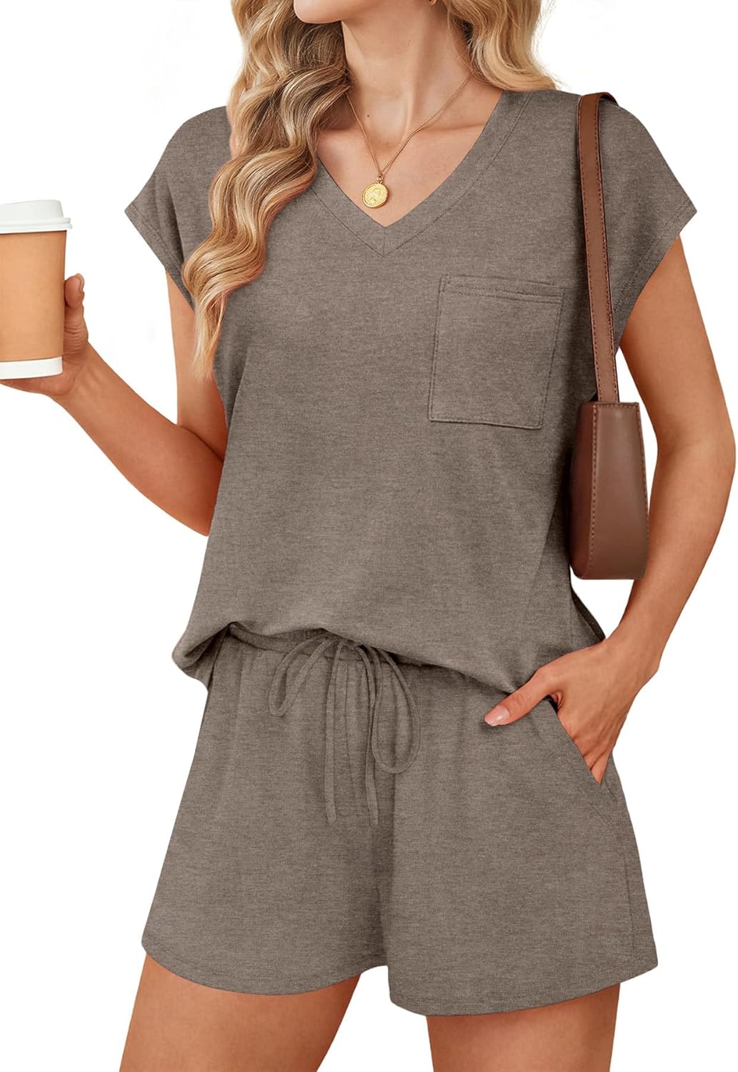 RUMIA Pajamas for Women 2 Piece Cap Sleeve Lounge Short Sets with Pockets (S-3XL) - Image 2