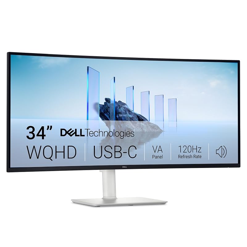 Dell 34 Monitor S3425DW, WQHD VA, 120Hz, FreeSync Premium, Eye Comfort 34 Inches S3425DW USB-C
