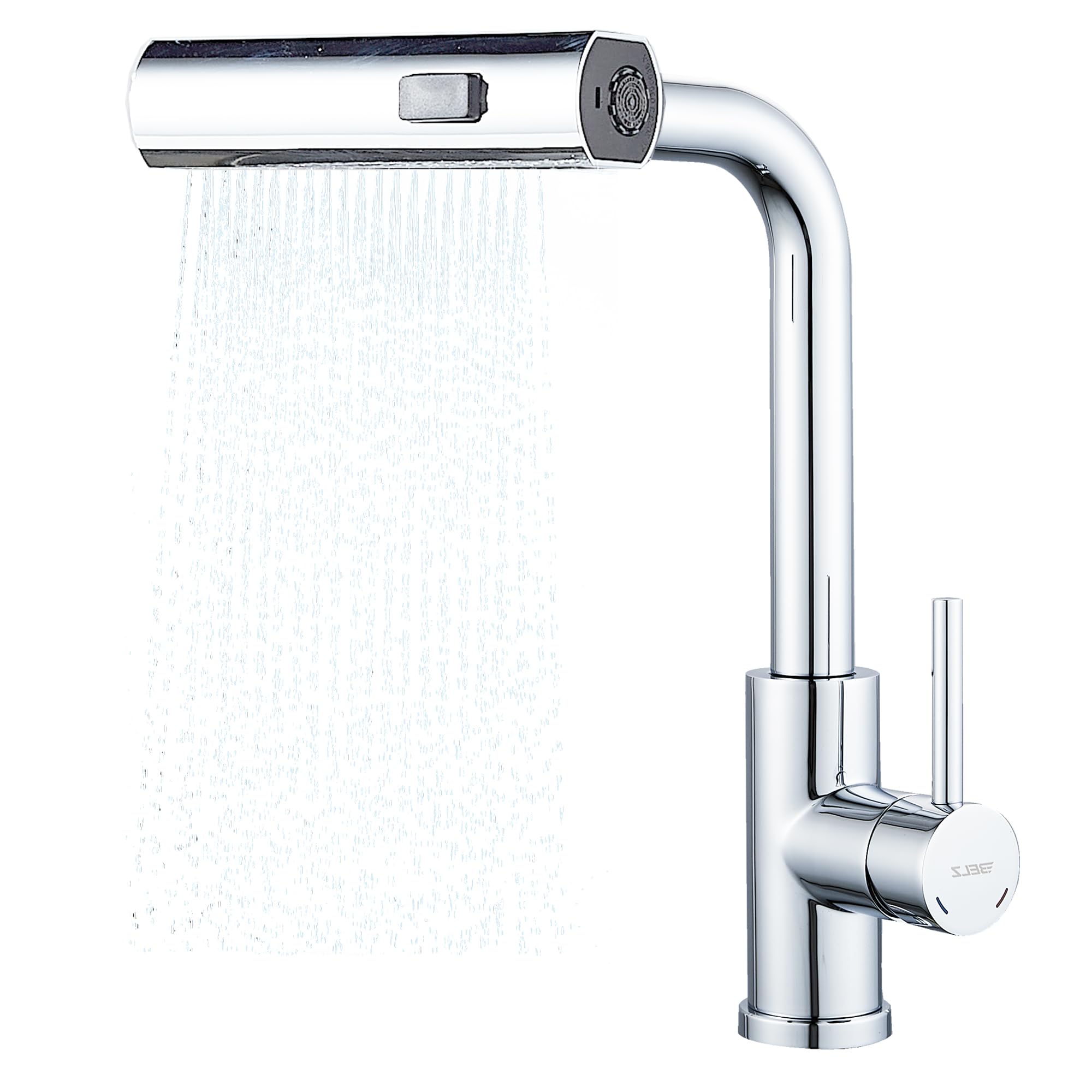 BELZ Grifo Cocina Extraíble, Grifo Cocina con Rociador Extraíble 3 Modos de Agua, Giratorio 360°, Grifo Mezclador Cocina, Acero Inoxidable,Cromo