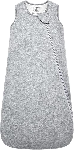 Mosebears Manta de rayón unisex hecha de bambú, con cremallera de 2 vías, saco de dormir de invierno para bebé de 2.5 tog (gris, de 18 a 36 meses)